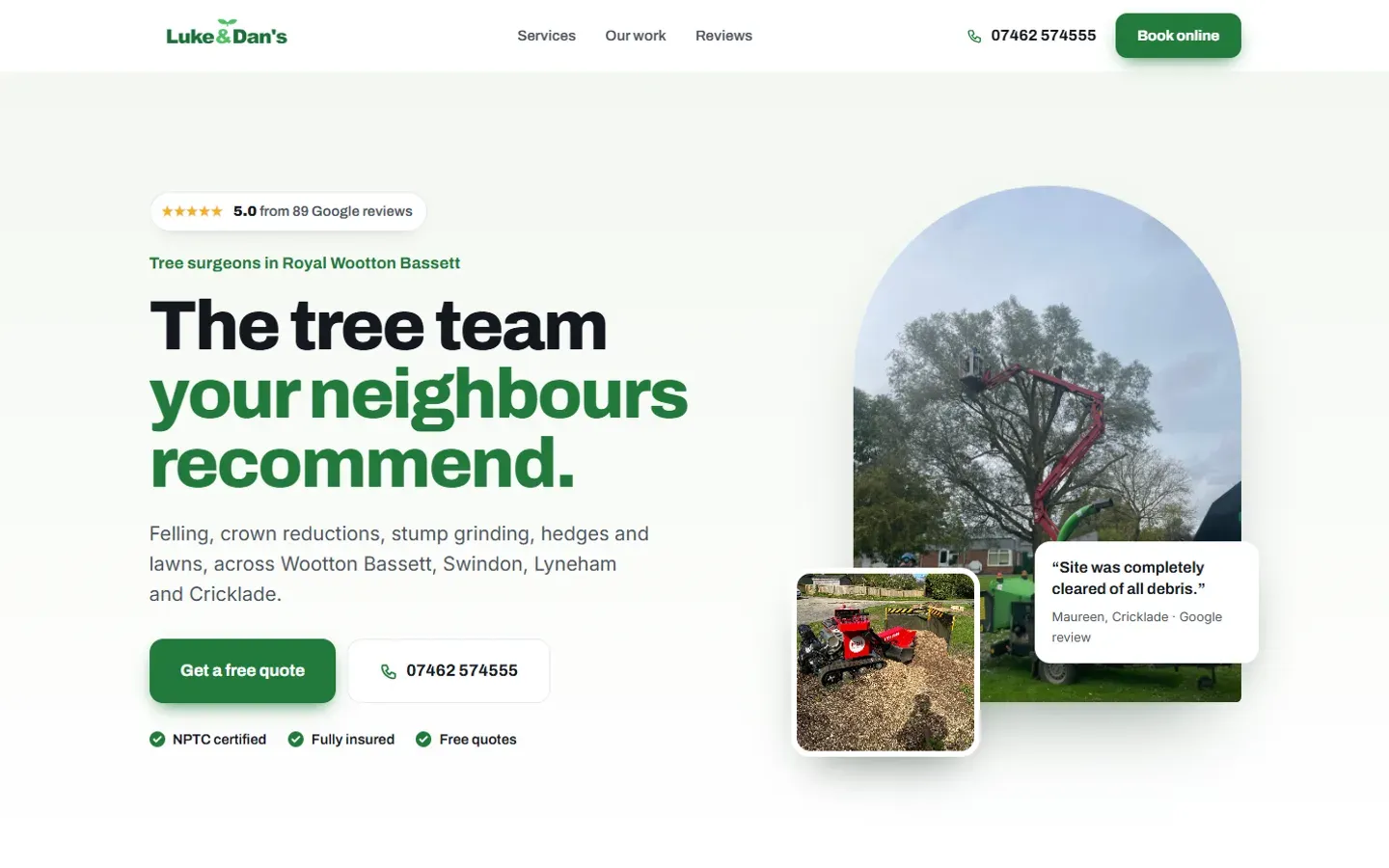 Luke and Dan's Garden Services's website, as it looks on a laptop